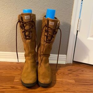 UGG TALL LACE UP BOOTS with half zipper